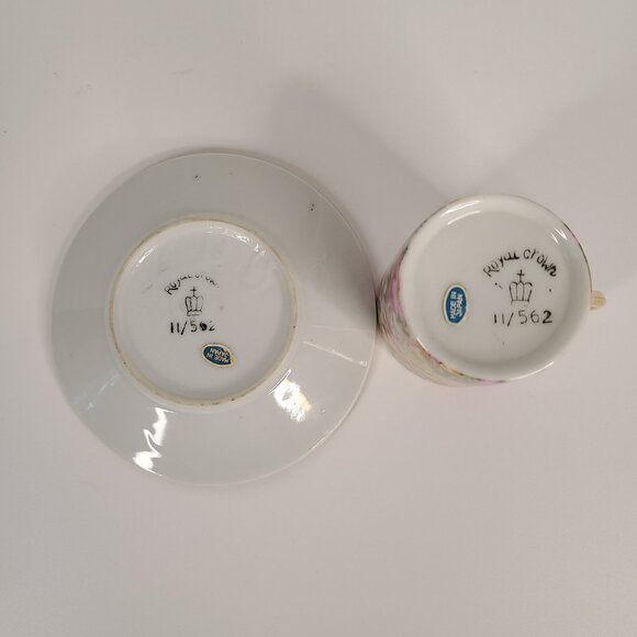 Vintage Royal Crown Porcelain Floral Demitasse Cup & Saucer - Picture 5 of 5